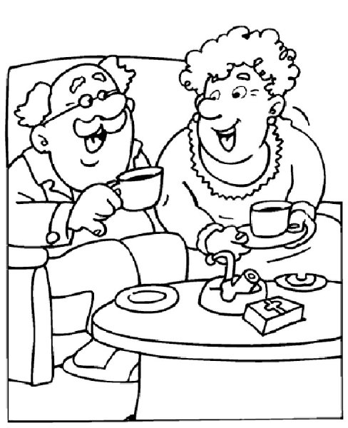 Раскраска бабушка и дедушка