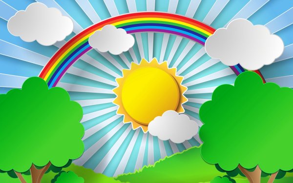 Детский фон с радугой
