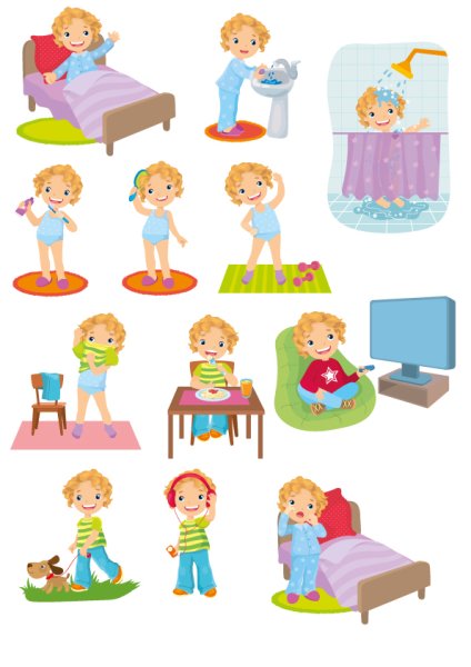 Режим дня иллюстрации для дошкольников