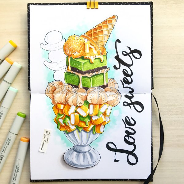 Скетчи маркерами сладости