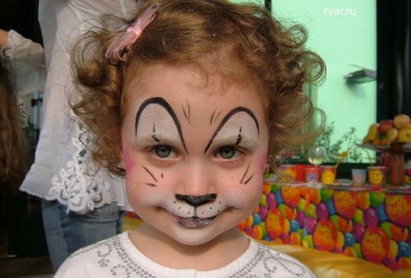 Грим кота на лице для ребенка