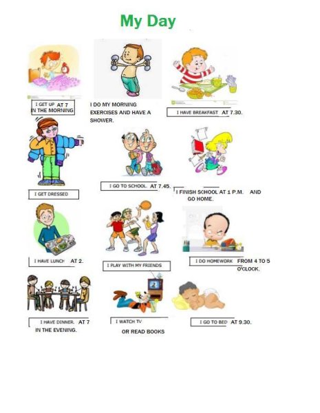 Режим дня по английскому языку 4 класс с переводом