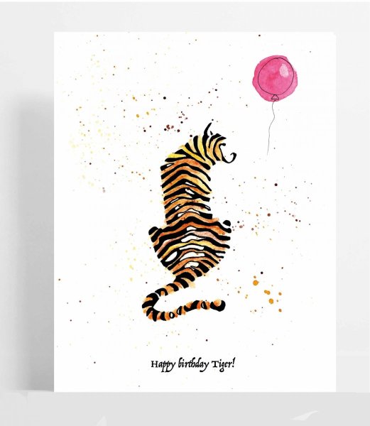 Открытка с тигром на др