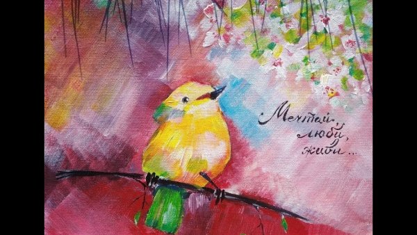 Рисунок акрилом на тему Весна