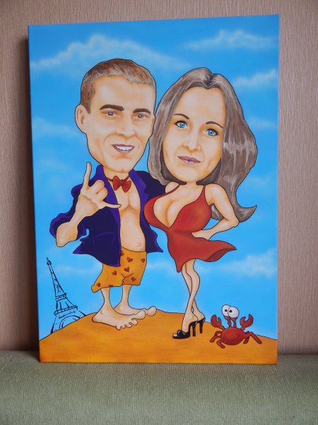 Шаржи портрет на холсте