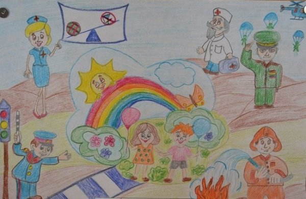 Детский рисунок ко Дню гражданской обороны