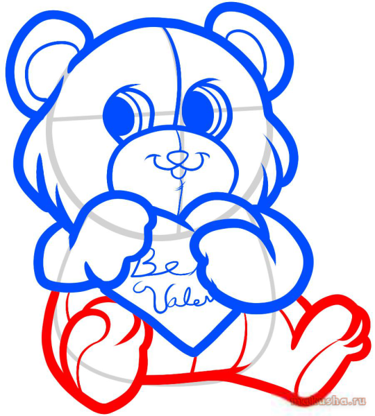 Мишка с сердечком карандашом