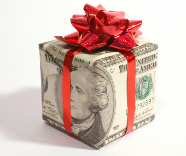 Подарок из купюр в рамке