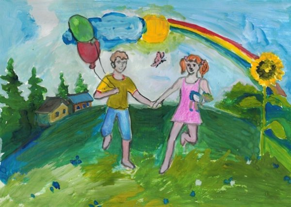 Детский рисунок на тему детство