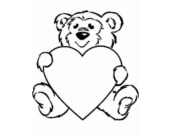Раскраска медведь с сердечком