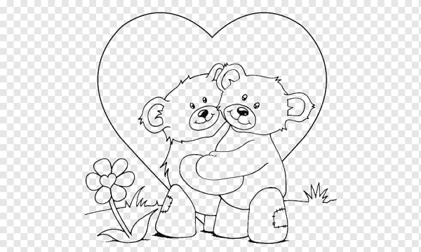 Раскраска мишка с сердечком
