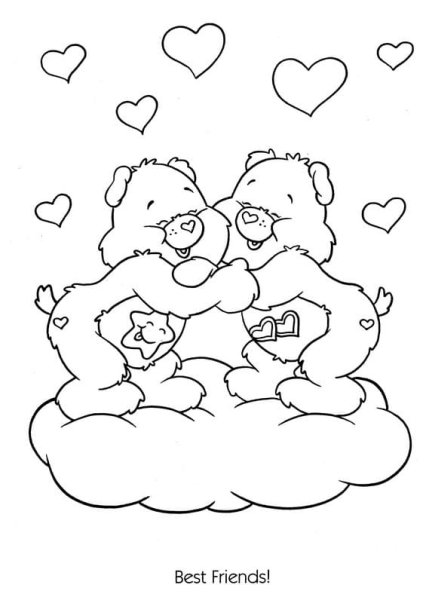 Раскраска милый мишка с сердечком