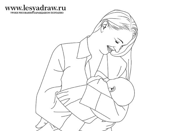 Рисунок мамы для срисовки