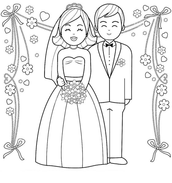 Свадьба раскраска для детей