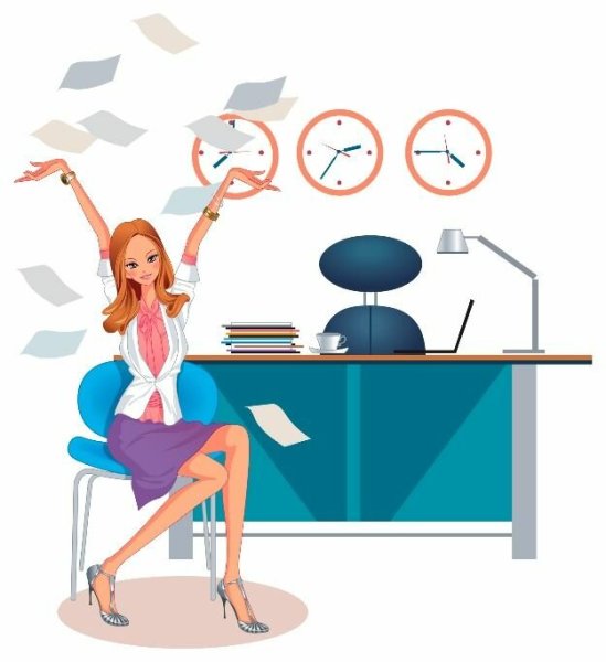 Иллюстрация девушка в офисе