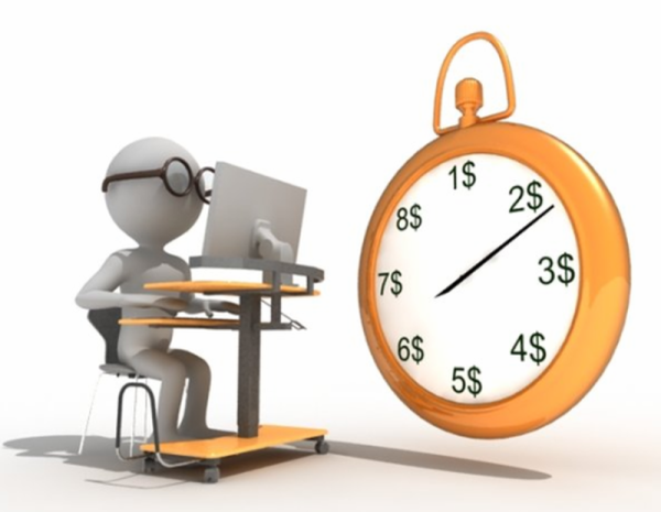 Человечек с часами для презентации