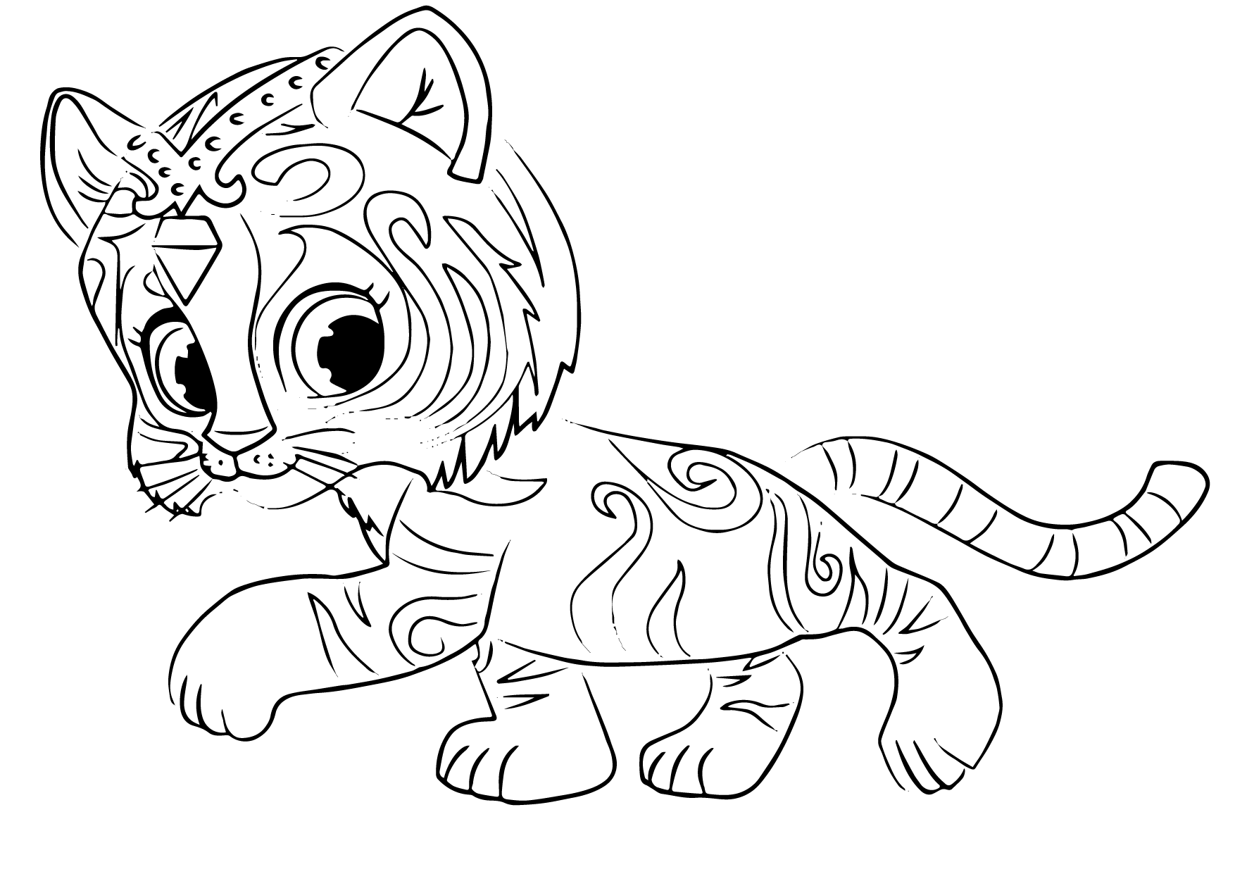 Рисунок тигр раскраска для детей