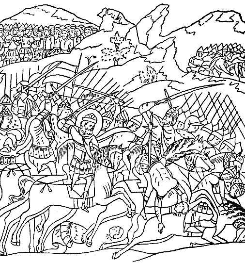 Раскраска сражение Куликовская битва