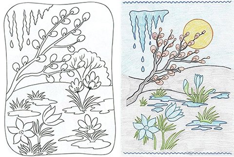 Рисунки раскраски весенняя капель (41 фото)