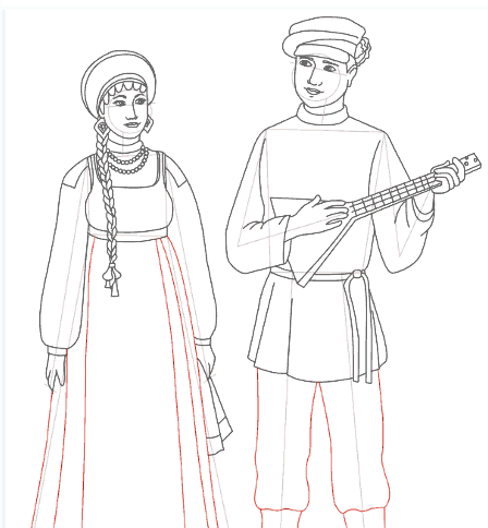 Русский народный костюм раскраска
