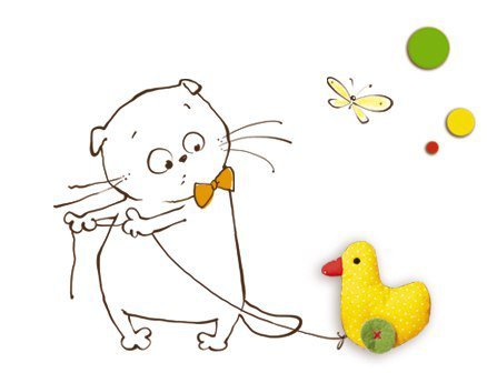 Кот Басик нарисованный