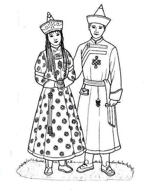 Раскраска Татарский национальный костюм