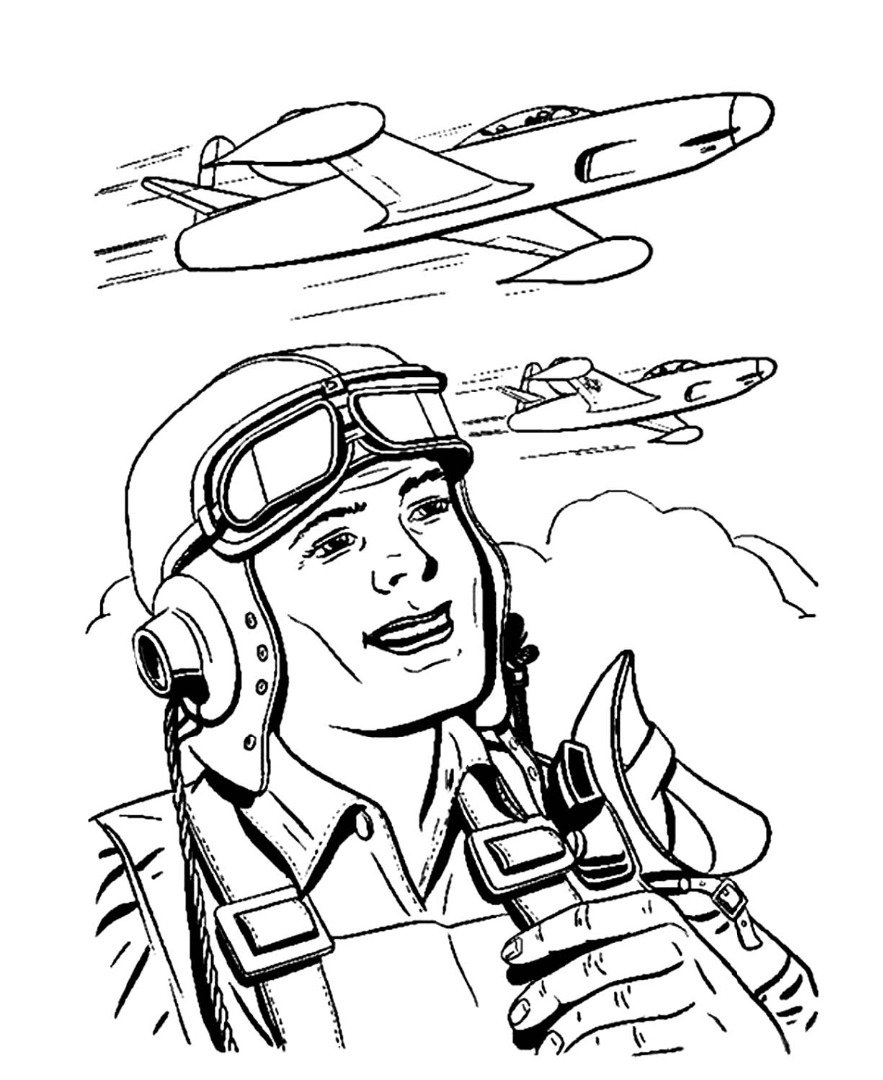 Военный летчик раскраска для детей