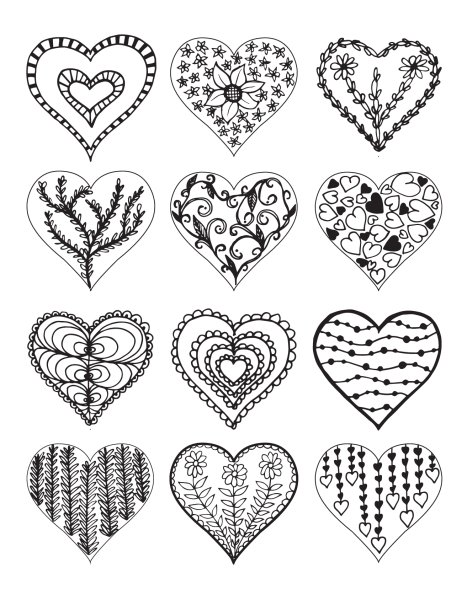 Маленькие сердечки раскраска