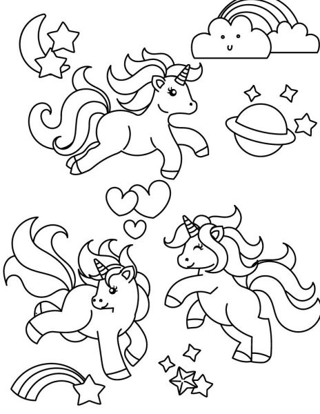 Маленькая раскраска единорога