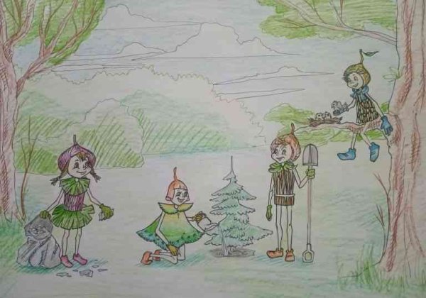 Эколята рисунок на асфальте