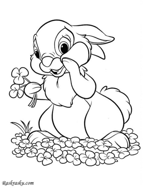 Зайчик раскраска для детей