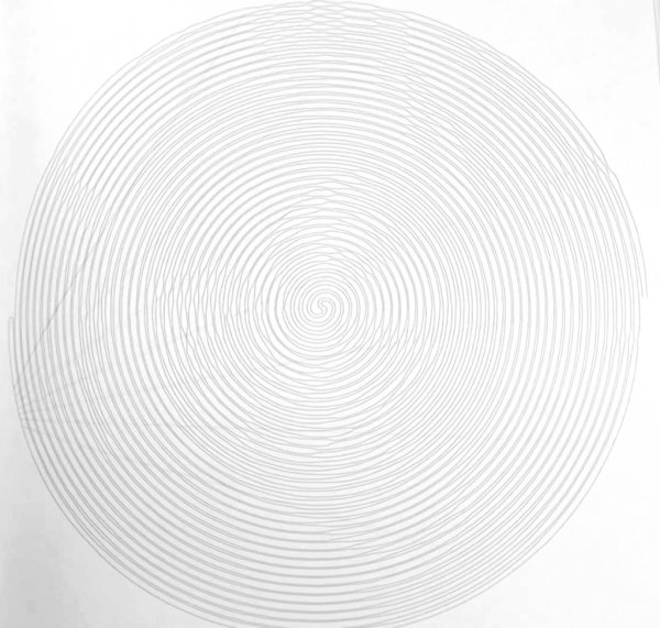 Мандала спираль черно белая