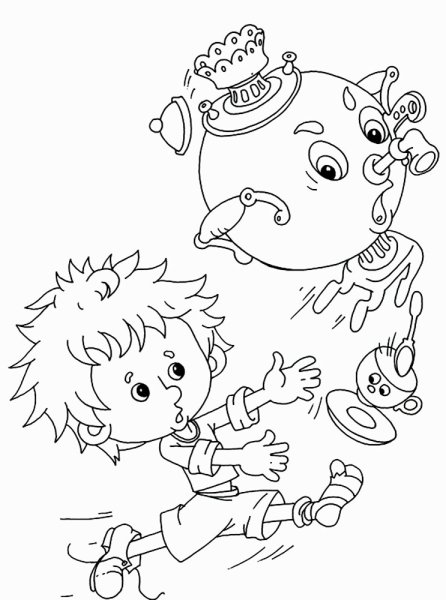 Раскраска умывальник Мойдодыр