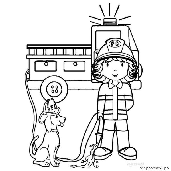 Раскраска пожарный