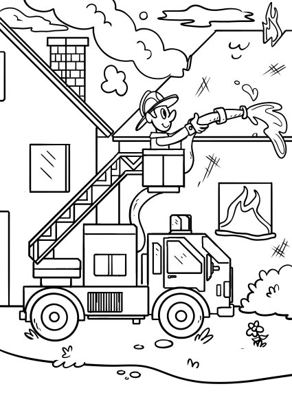 Раскраска пожарный для детей