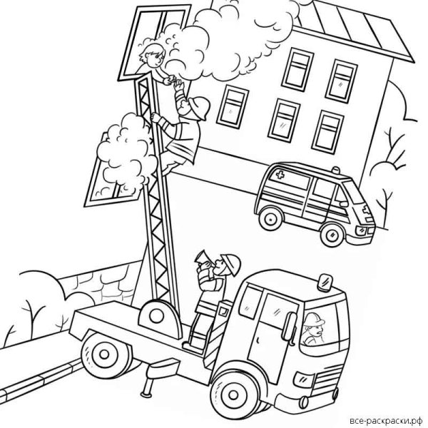 Пожарник раскраска