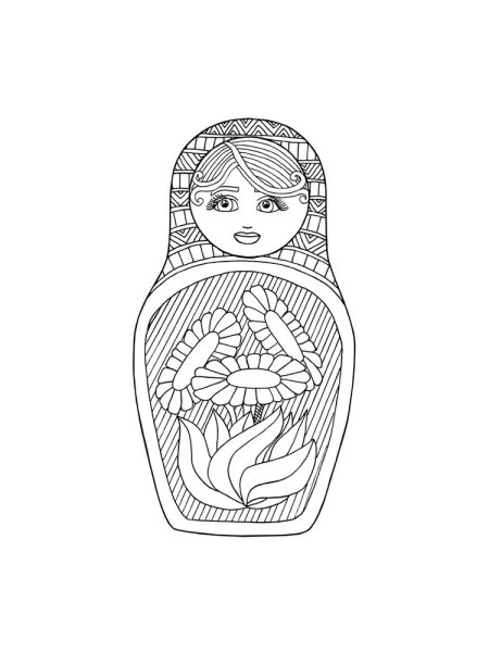 Матрешка раскраска для детей