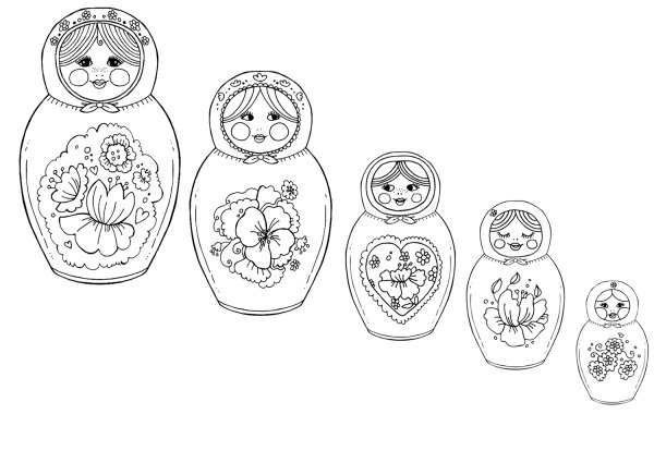 Семеновская Матрешка раскраска для детей