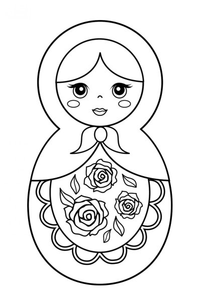 Раскраска матрёшка для детей 3-4 лет