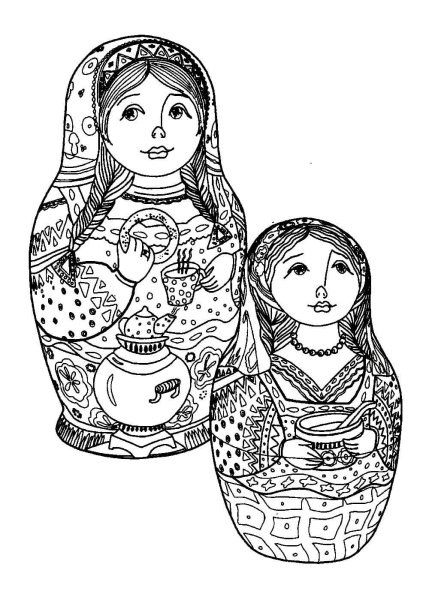 Вятская Кировская Матрешка раскраска
