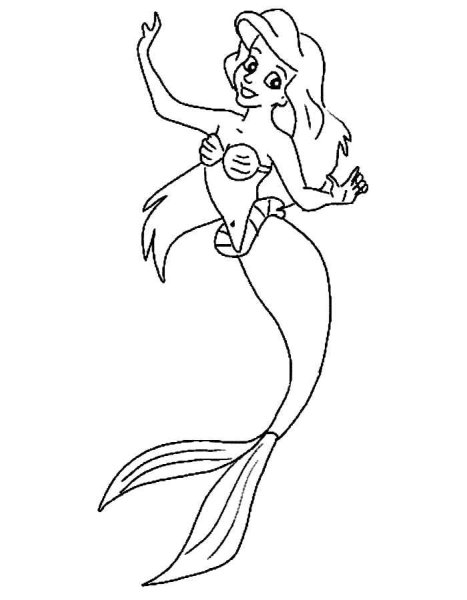 Раскраска Русалочка Ариэль