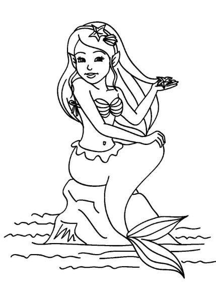 Русалка для раскрашивания