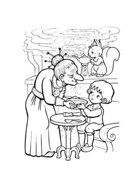 Раскраска к сказке карлик нос в Гауф