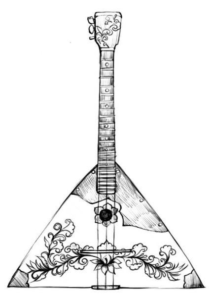 Русский музыкальный инструмент балалайка раскраска