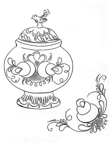 Гжель раскраска для детей