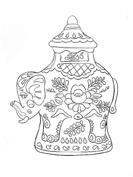 Гжельская роспись раскраска для детей