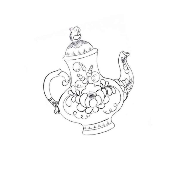 Раскраска Гжельская роспись посуды