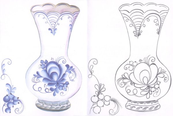 Гжель посуда для срисовки