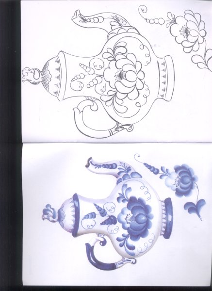 Гжельская роспись кувшин раскраска