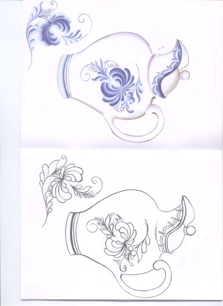 Гжельская роспись раскраска для детей